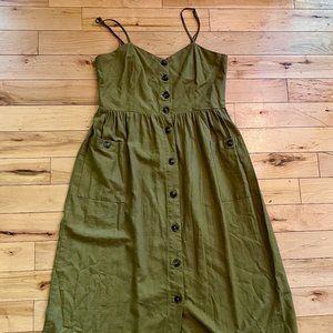 Olive Cotton Midi Dress
